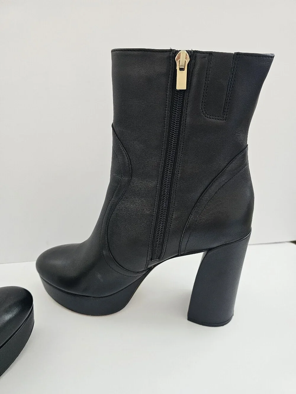 27 Edit Naturalizer Gates Black Leather Platform Boots Size 9.5M Block Heel